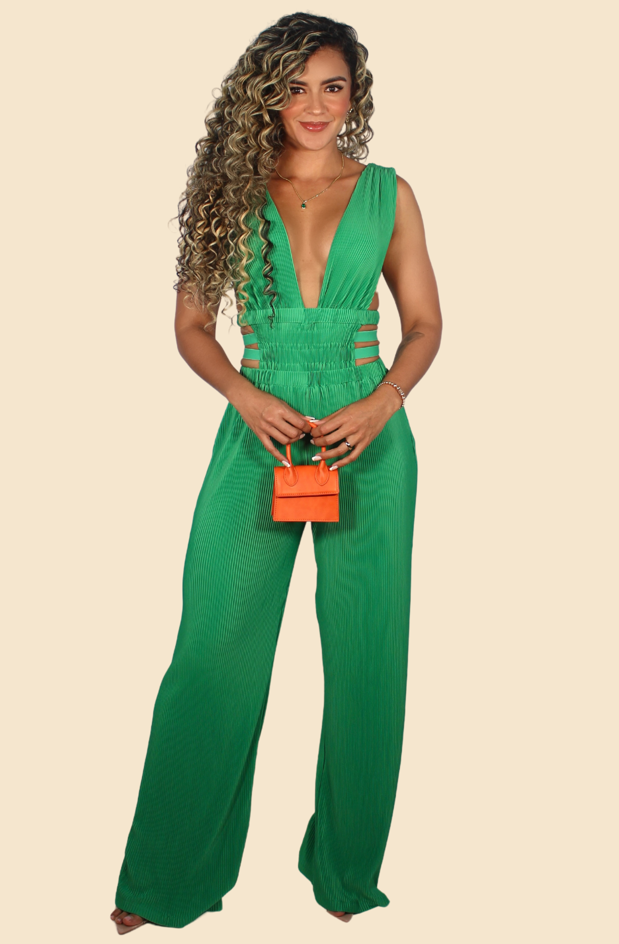 Cut It Out Jumpsuit Green