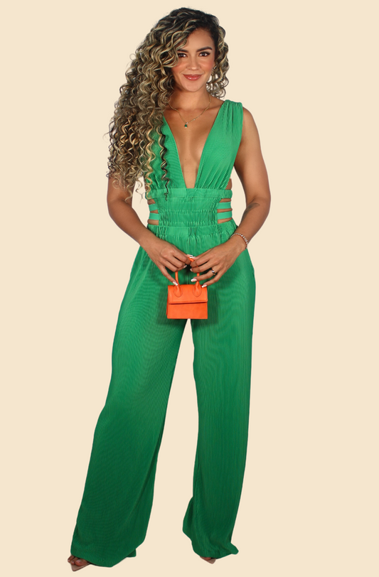 Cut It Out Jumpsuit Green